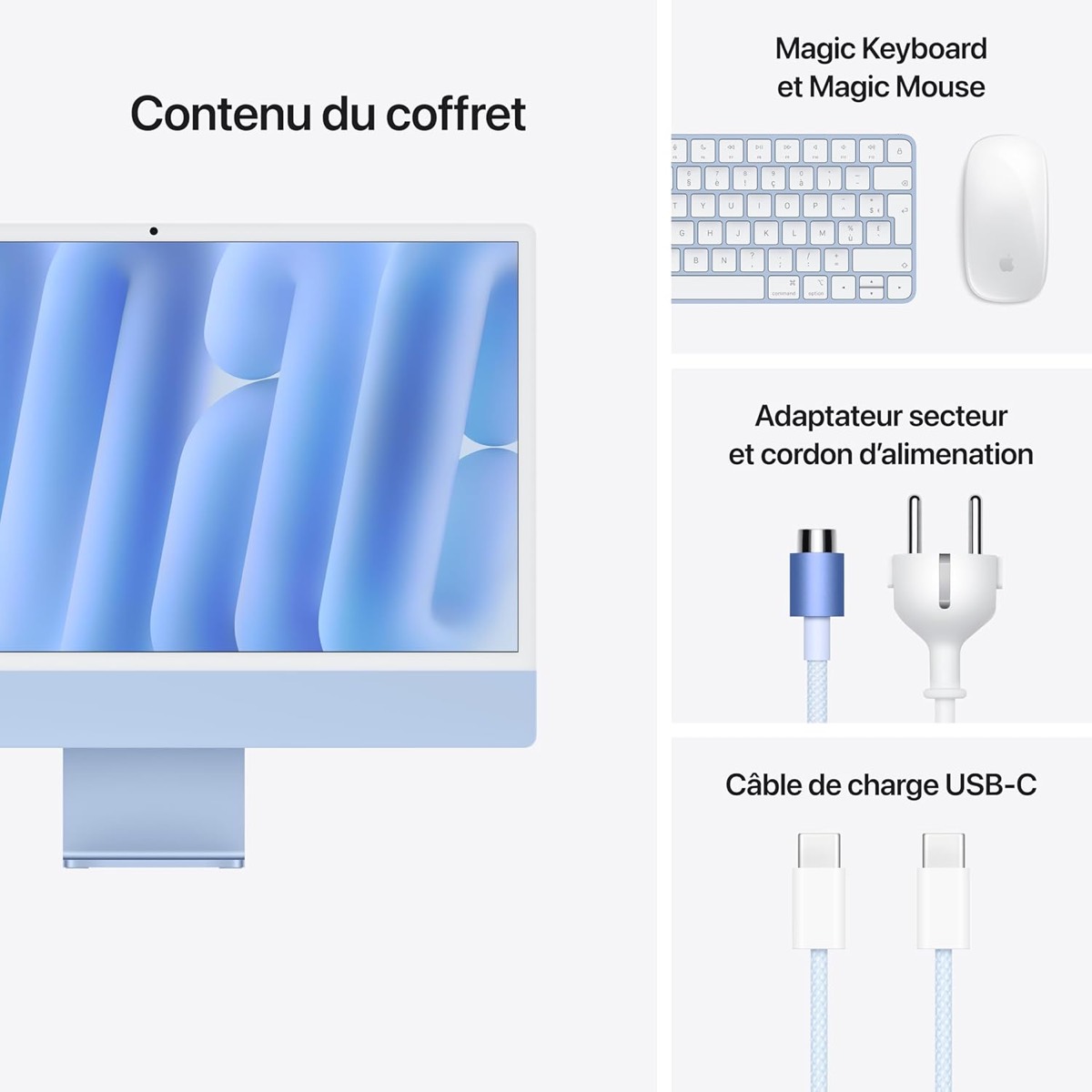Vue produit de l'iMac M4 24 pouces (photo Amazon.fr)